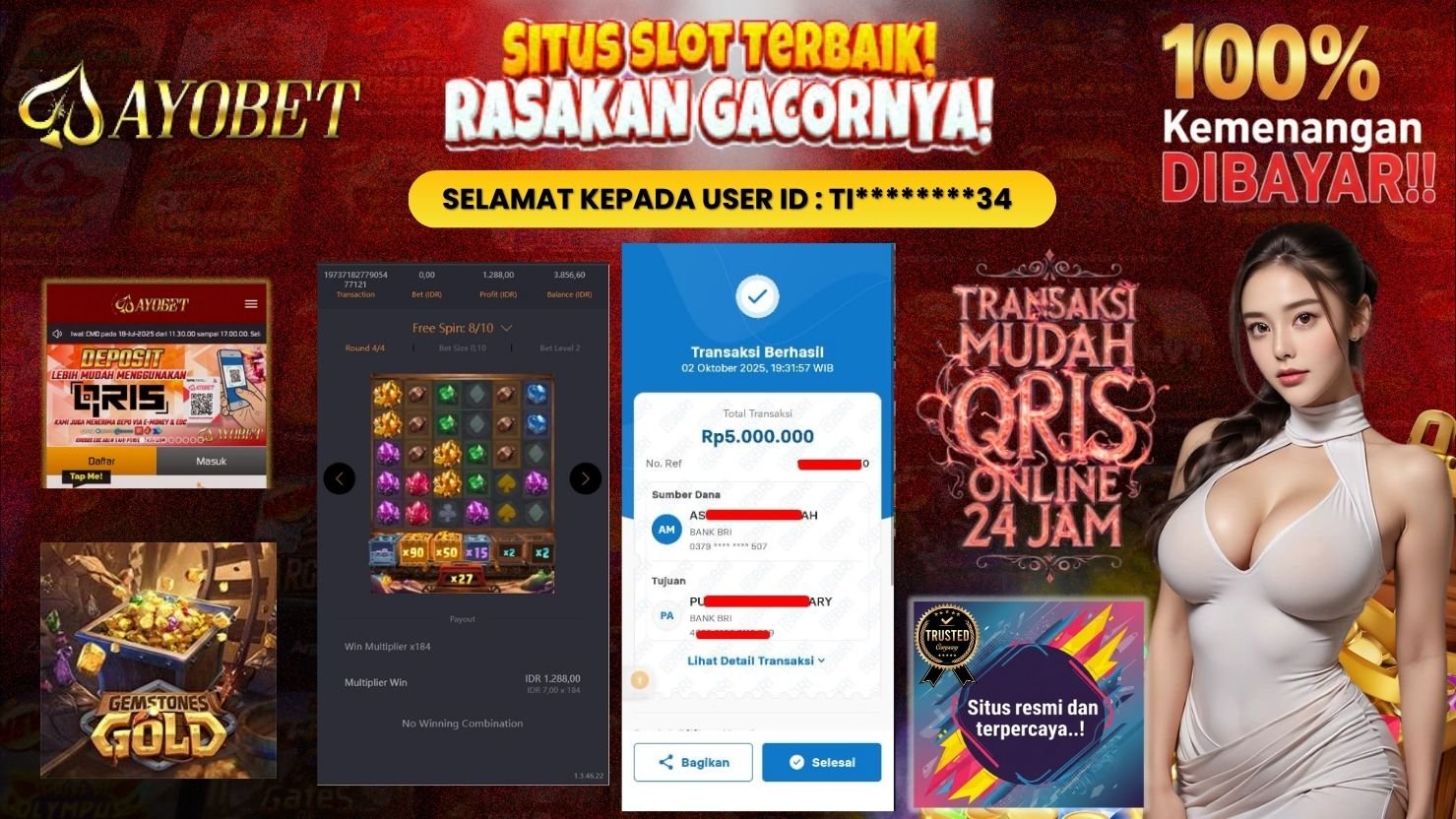 AYOBET JACKPOT SLOT GEMSTONES GOLD